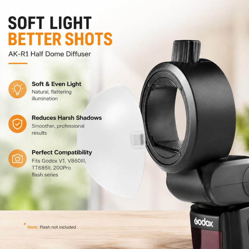 Half‑dome Flash‑diffuser & Bar - Barn Door Modifier review and price